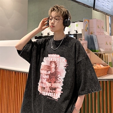 XZ716-1-GT02-P38 夏装新品水洗做旧高品质高街美式短袖T恤 黑色,男装T恤,星座716-1,四季星座 XZ716-1-GT02-P38 夏装新品水洗做旧高品质高街美式短袖T恤 黑色,男装T恤,星座716-1,四季星座