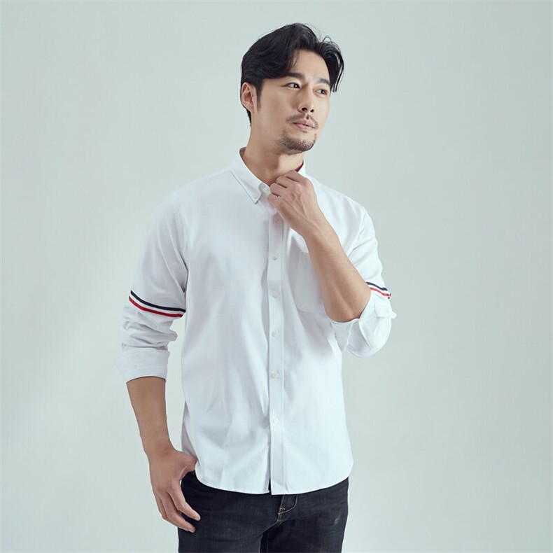 男士休闲时尚潮流撞色织带休闲男纯色长袖衬衫228-CS65-P35,男装衬衫,星座228