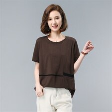 2021夏季新款T恤圆领上衣宽松休闲气质打底衫女，女装T恤，依恋蒂丝