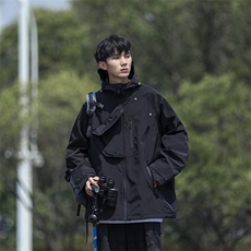 美式复古冲锋衣机能外套男女秋季情侣宽松工装连帽外套HC450-P65，男装夹克，星座1008-2
