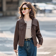 2025秋季新品经典时尚皮衣外套机车服，女装皮衣，1C078