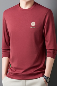2026春季主推绵羊毛男长袖圆领T恤中年时尚休闲上衣 QP7607-P48图片