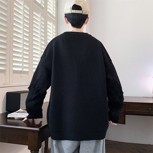 84680-特P58宽松个性半高领破铜长袖针织衫毛衣打底衫男图片