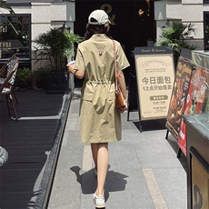 韩版卡其色工装连体裤女2025夏季新款设计感休闲宽松显瘦连衣短裤，女装连衣裙，姿衣轩