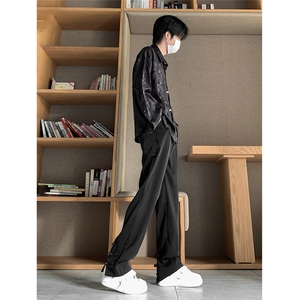 现货 新中式风夏季休闲冰丝高级感垂感直筒西裤男 KK433-P55图片