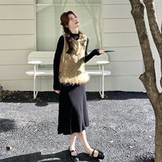 【大货】2026新中式风！加棉雪尼尔绒提花毛衣马甲两件套，女装套装/套裙，2C267