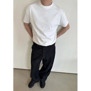 夏季新款T恤短袖圆领打底衫纯色男士修身立体裁剪半袖 T1944图片