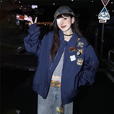 宇航员卡通小熊字母印花棒球服男女春秋学生情侣休闲夹克JKFA18，男装夹克，星座516A