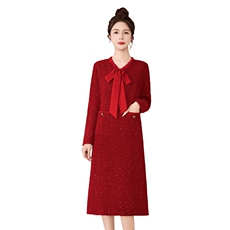 罗得堡2026年春装新款连衣裙气质修身毛呢2601，女装连衣裙，罗得堡