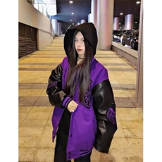 美式字母刺绣拼色棒球服外套男女宽松秋季新款高街夹克J1009，男装夹克，星座1116A（原606A-3）
