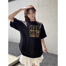 万针全刺绣工艺抖音得物高品质260克重磅纯棉双纱美式高街短袖T恤，男装T恤，电商A486