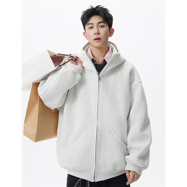 重磅420克空气层连帽卫衣男宽松拉链开衫外套W021特P50，女装短外套，电商A073