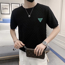 针织打底衫男毛巾植绒短袖T恤男士内搭圆领绿色上衣中袖T3351，男装T恤，星座1116A-2（原606A-1）