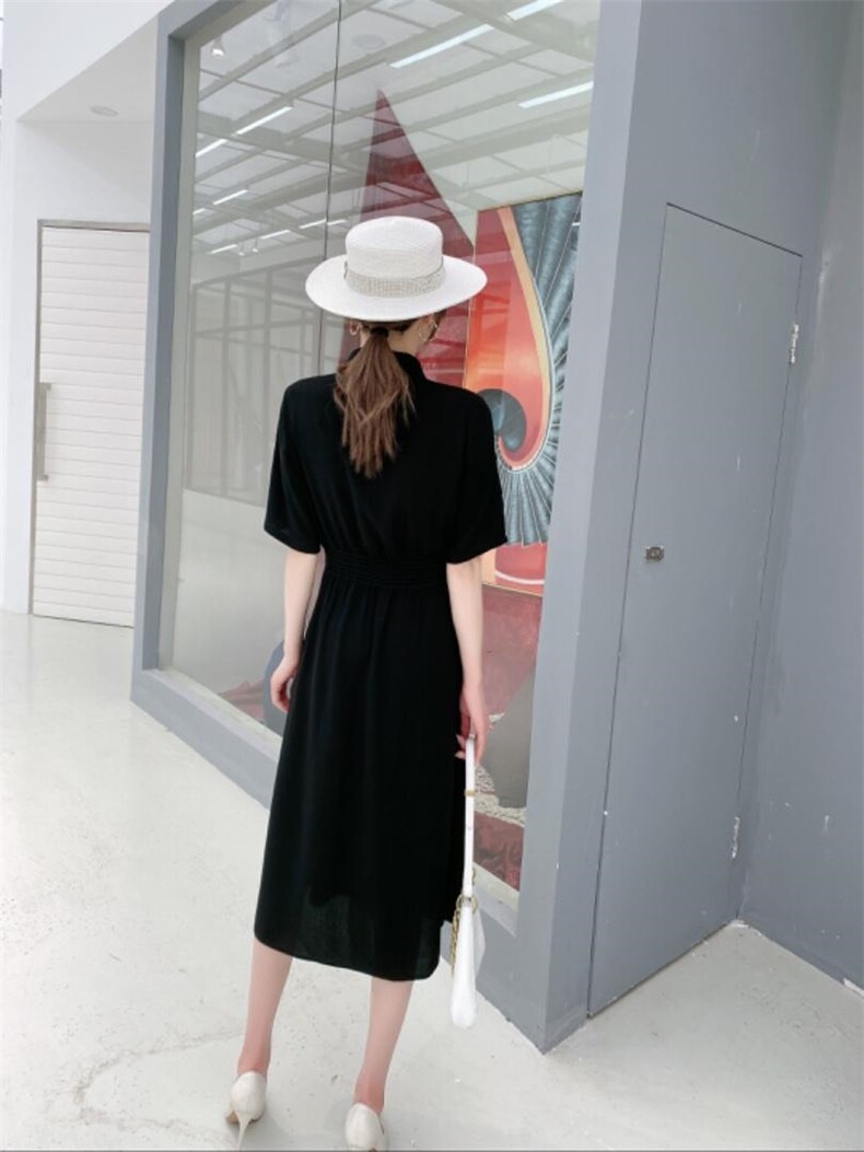 【现货】夏季新款纯色休闲收腰显瘦连衣裙，女装连衣裙，名怡