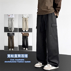 2025秋冬新款休闲男裤厚款直筒宽松松紧腰橡筋工装裤子潮3361-P42，男装工装外套，星座1006