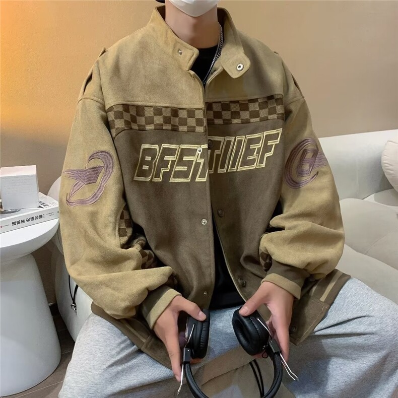 男秋季外套潮牌街头麂皮绒330克刺绣双层W1149P80,男装夹克,星座1116-2