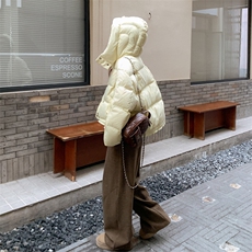 现货新款独特超好看短款羽绒服女款冬季连帽面包服小个子羽绒服，女装羽绒服，网红馆