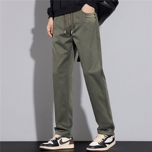 秋季新款休闲裤男士潮流松紧腰垂感宽松百搭抗邹莱塞尔天丝直筒裤图片