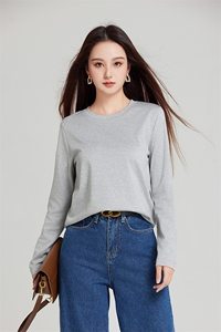 夏季修身简约舒适百搭纯色女士圆领T恤图片
