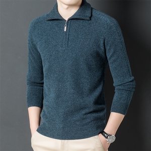 YL99118全羊毛羊毛衫男绵羊毛针织衫翻领加厚打底衫毛衣P186图片