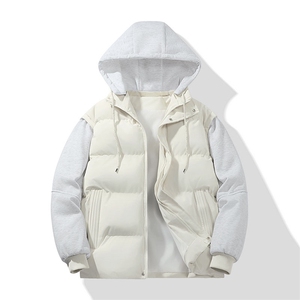 新款假两件套可拆卸帽加厚棉袄男女宽松款面包服休闲百搭外套760,宽松无帽卫衣搭配什么下装图片