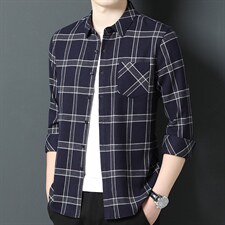 2023冬季衬衫男长袖中年休闲格子衬衣免烫打底寸衫ZSL2333-P85图片