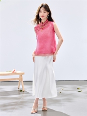 夏季新款现货！2026新中式立领优雅复古刺绣马甲+吊带连衣裙女，女装套装/套裙，宝儿家