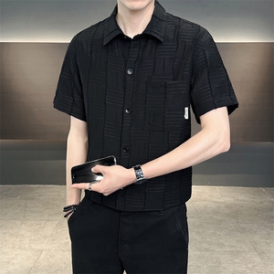 男士短袖衬衫高级感定制面料冰丝档口大货 C317-C805-P55图片