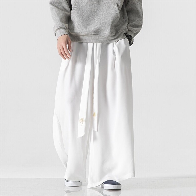 夏季风仿麻休闲宽松阔腿裤汉服裙裤宋裤古风中性风K227/P85,男装民族服装,钱塘713