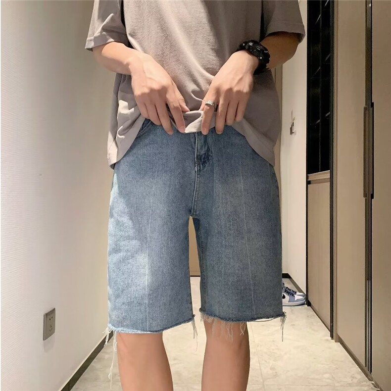 美式牛仔裤男春秋新款休闲直筒短裤DM906P35,男装牛仔裤,星座1116-2