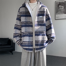 秋冬款贴标羊羔毛棉服加绒连帽加厚外套A071-5023-P118，男装棉衣，电商A071