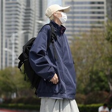 WT2061-P52秋日潮立领机能夹克男城市休闲复古宽松纯色冲锋衣外套，男装夹克，星座1501-1