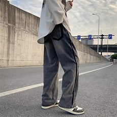 高街复古牛仔裤男潮牌宽松直筒裤ins休闲潮流个性阔腿裤K3230-P42，男装牛仔裤，星座412