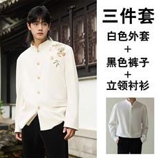 白西装+黑西裤+白衬衣