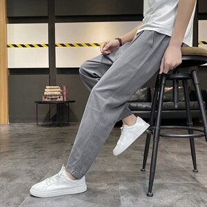 春季中国风大码宽松棉麻休闲直筒裤哈伦束脚裤男QT6008-1-K65-P65图片