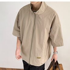 夏季插兜拉链衬衫短袖男女透气运动学院风中性上衣潮CY1163-P35，男装T恤，星座412-2