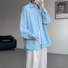 8XL-M泡泡纱盐缩肌理长袖衬衫男春季冰丝外套防晒衬衣CS29007P40，男装防晒衣，电商B312