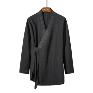 风男装棉麻男士汉服中长款款禅服H27P90图片