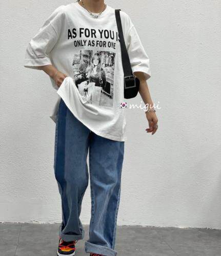 韩版宽松大T 袖口卷边设计 休闲潮流时尚 喜欢?聊,女装,米轨