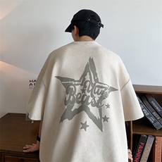 麂皮绒烧花短袖T恤XY5516-TP20控价38美式休闲上衣五分袖体恤，男装T恤，电商A102-1