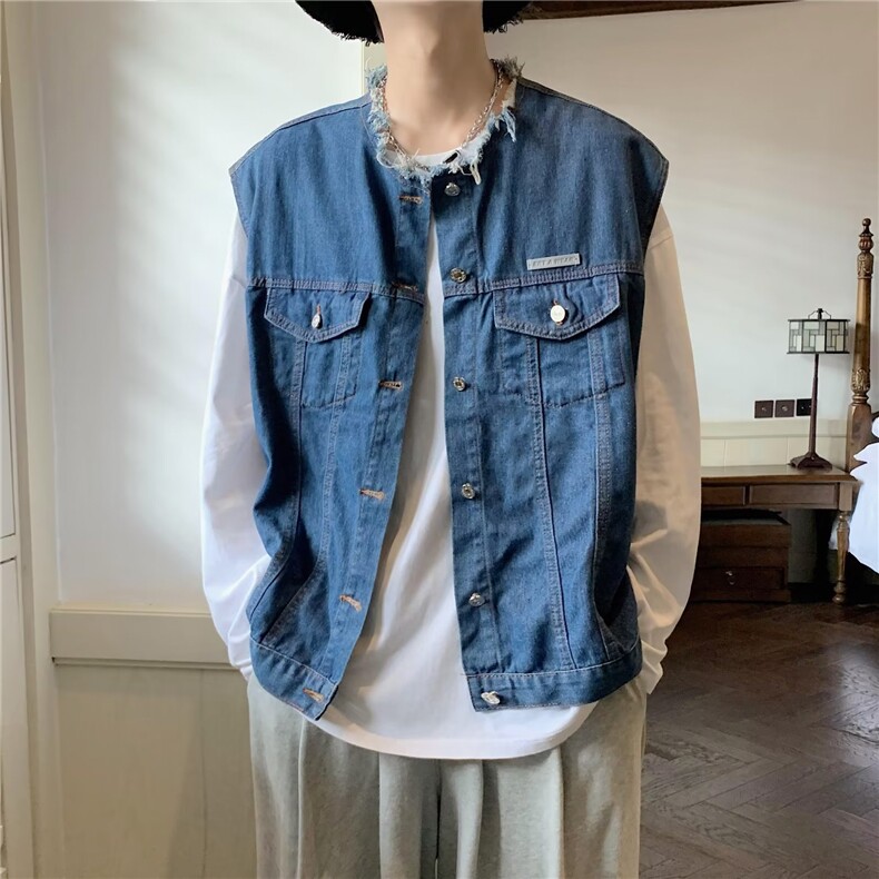 男秋季新款夹克背心牛仔个性外套马甲B8005P42,男装背心/马甲,星座1116-2