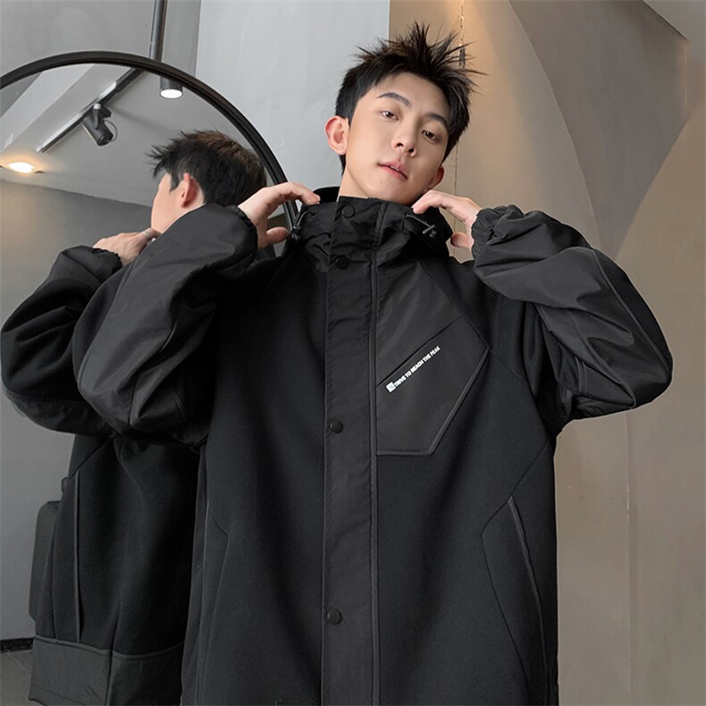 L到8XL2025秋季新款连帽重磅拼接夹克外套男加肥加大码胖子胖人,男装夹克,钱塘717(原712)