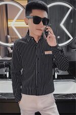 秋季时尚条纹弹力长袖修身衬衫社会小伙潮男衬衣C301B-CS06-P50特，男装衬衫，电商C301B
