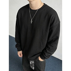 230克重磅精梳纯棉束口版纯色光板螺纹袖口长袖T恤打底衫Y33，男装T恤，电商A486