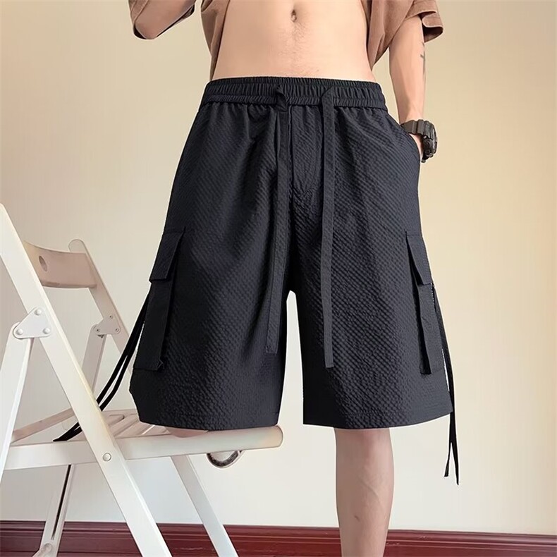 泡泡格五分裤男士韩版潮流帅气百搭2024夏季ins休闲短裤K5623-P46,男装牛仔裤,星座412-2