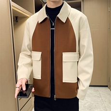 男新款呢子大衣秋冬妮子毛呢拼色宽松夹克外套A236-JK-5051-P135，男装夹克，电商A236