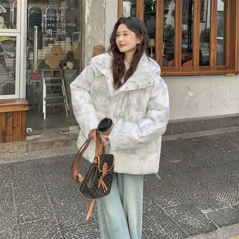 2025新款冬季简约渲染云朵泡芙羽绒服女连帽加厚保暖90白鸭绒外套,女装羽绒服,2C201