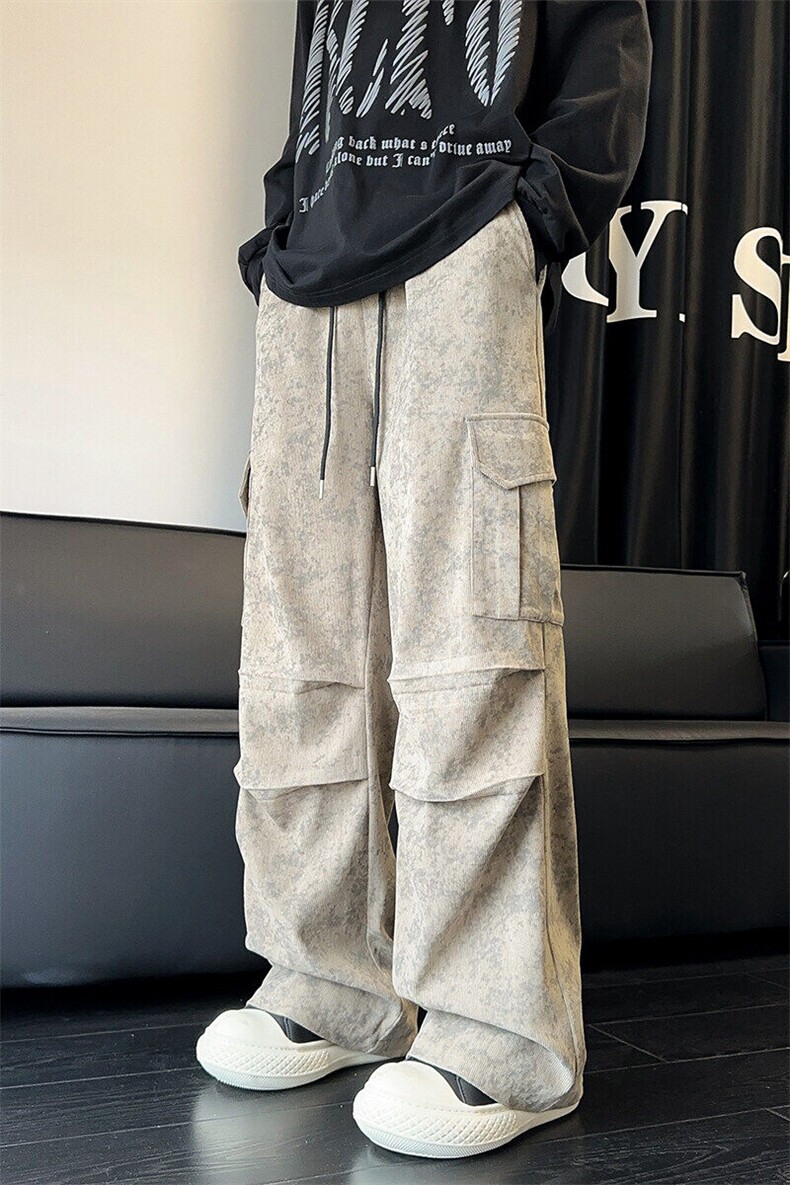 2025秋季新款内景大码美式大理石纹灯芯绒长裤M-5XHK24948-P50,男装休闲裤,电商A022