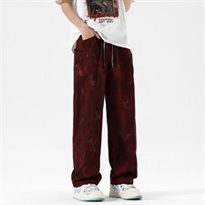 2520/P45休闲裤男美式个性大码宽松潮男百搭长裤子运动直筒裤，男装休闲裤，星座1204