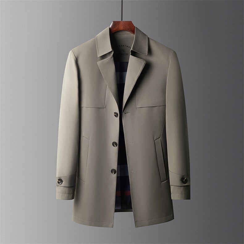 风衣男中长款上衣薄款男装2024春秋季新款中年男士英伦风休闲外套，男装风衣，电商B212（原钱塘6029）